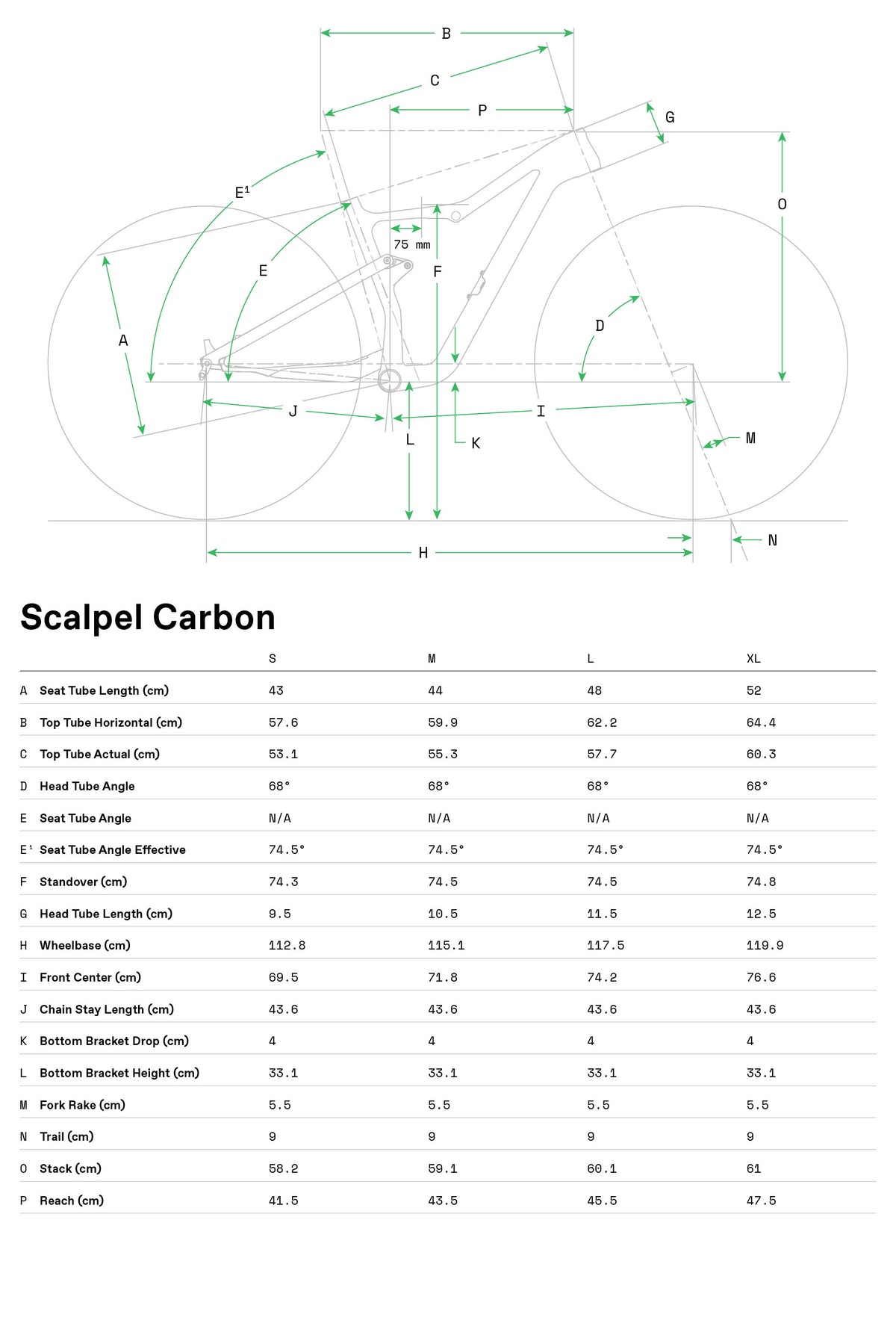 Scalpel 1 Lefty Cannondale 2024 Raw - Geometría