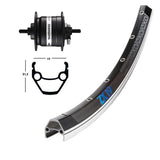 Rueda Delantera Exal ZX19 100mm Buje Dinamo Shimano DH3N20 Aluminio Negro/Plata